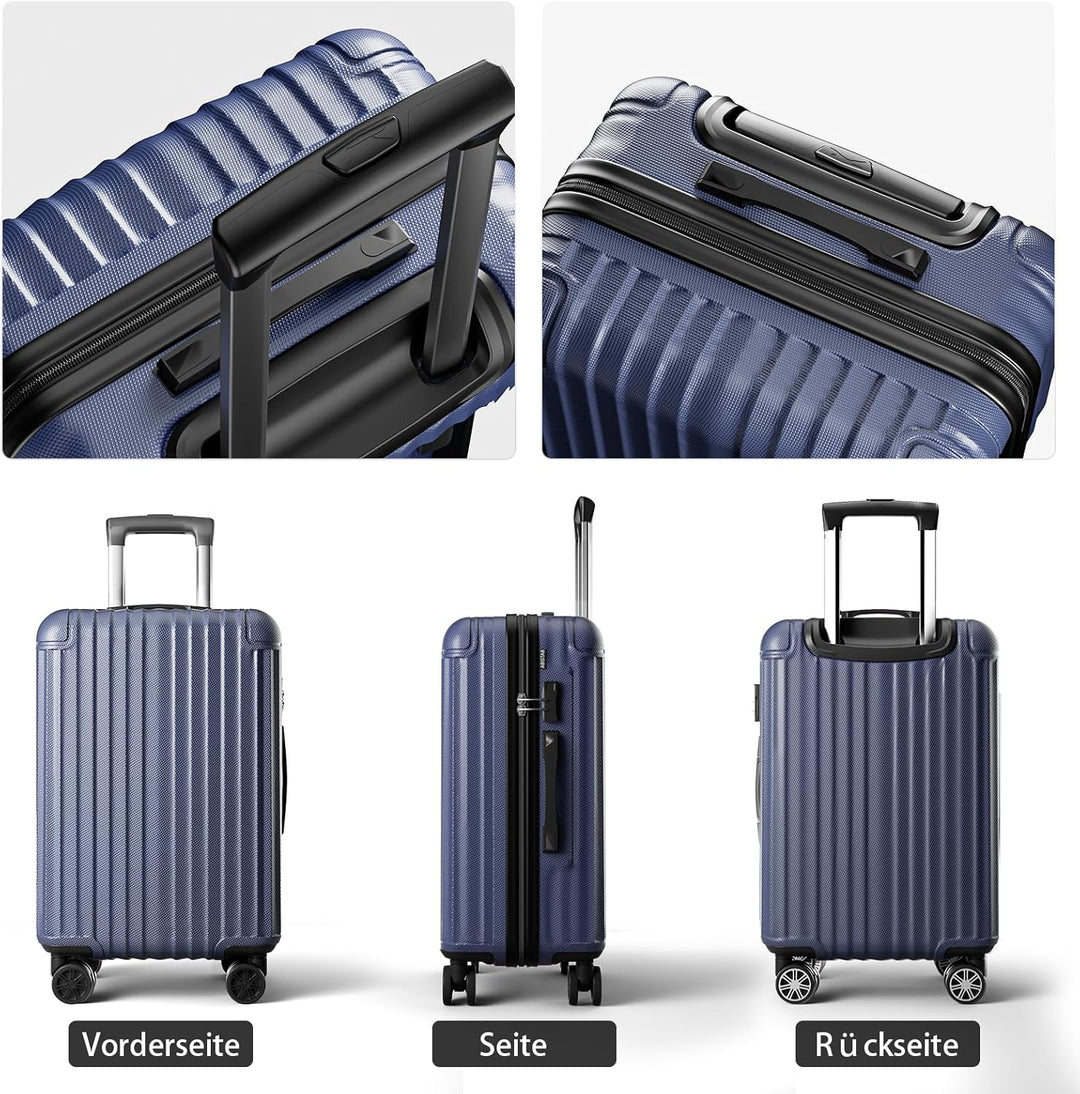 Voyager Hartschalen Reisekoffer mittelgross 66x45x27cm, Handgepäck Koffer, leicht Rollkoffer mit 4 R