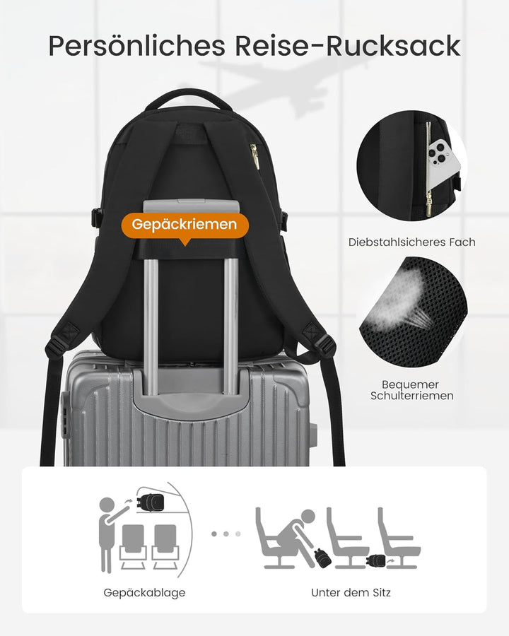 LOVEVOOK Rucksack Damen, 15,6 Zoll Laptop Schulrucksack Wasserdicht, Schultasche Teenager Backpack W