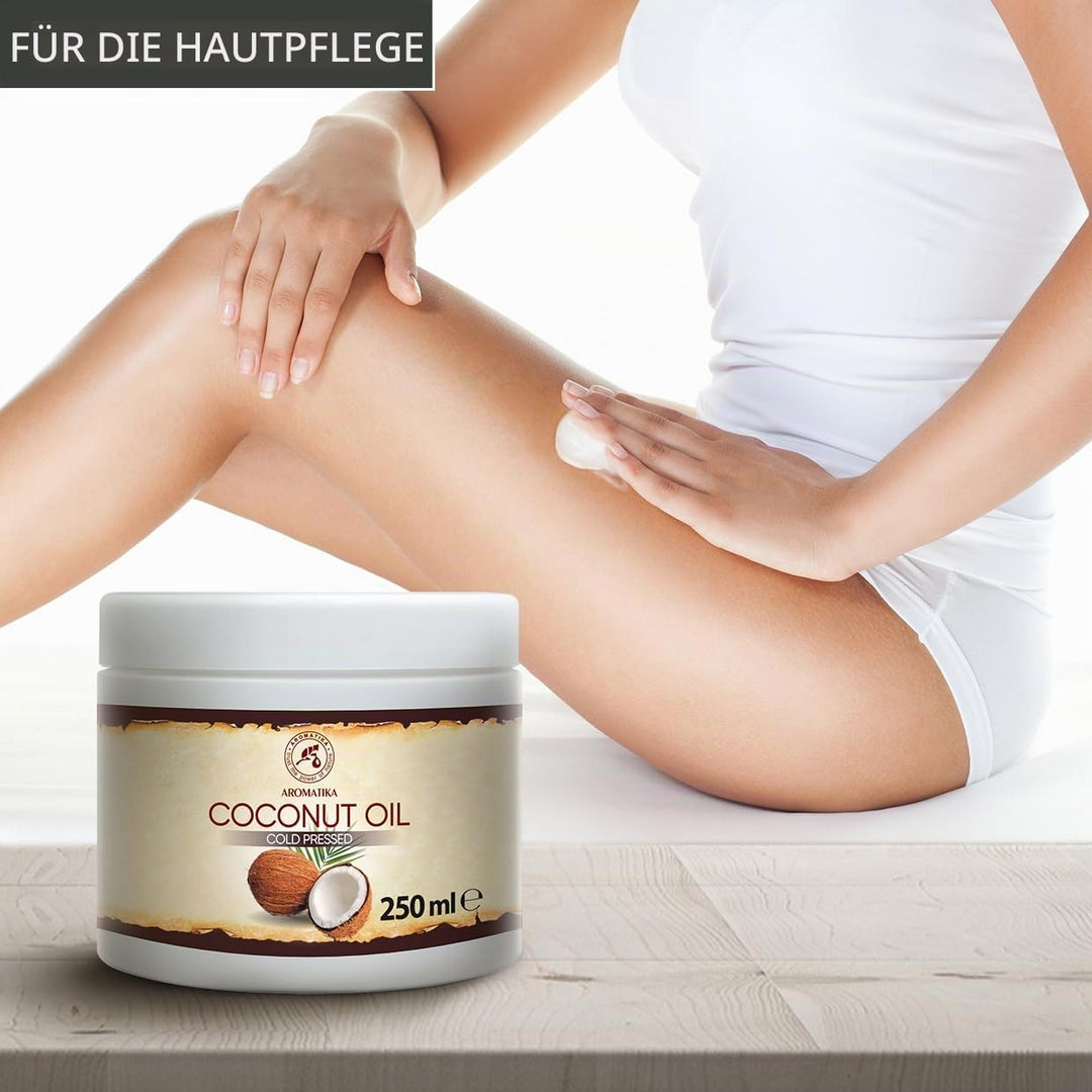 Kokosöl 250ml - Cocos Nucifera - Indonesien - Kaltgepresst - Rein &amp; Natürlich - Kokosnussöl - Unraff