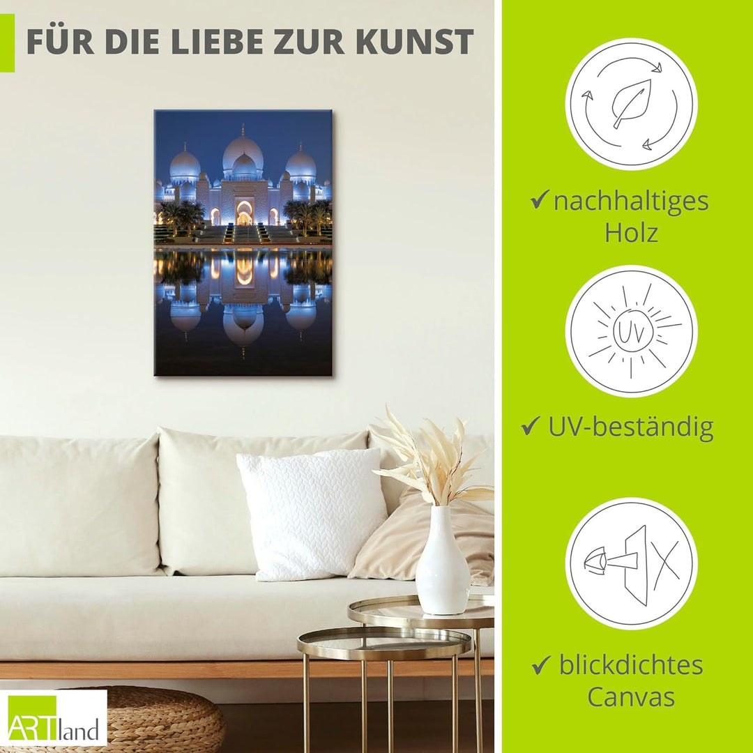 ARTland Leinwandbilder Wandbild Bild auf Leinwand 60x90 cm Moschee Scheich Zayid Islam Muslimische B