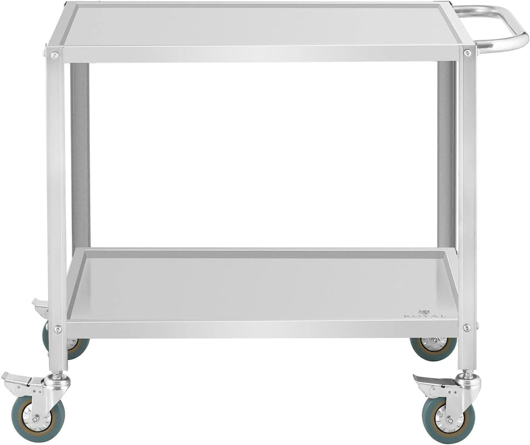 Royal Catering RCGW 12 Servierwagen 2 Borde 80 x 57 x 3,5 cm 100 kg 53 cm Abstand Servierwagen Küche