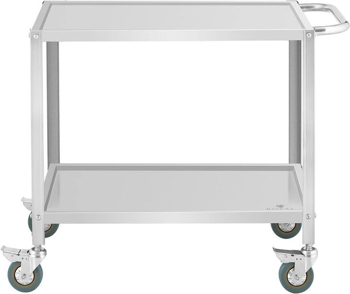 Royal Catering RCGW 12 Servierwagen 2 Borde 80 x 57 x 3,5 cm 100 kg 53 cm Abstand Servierwagen Küche