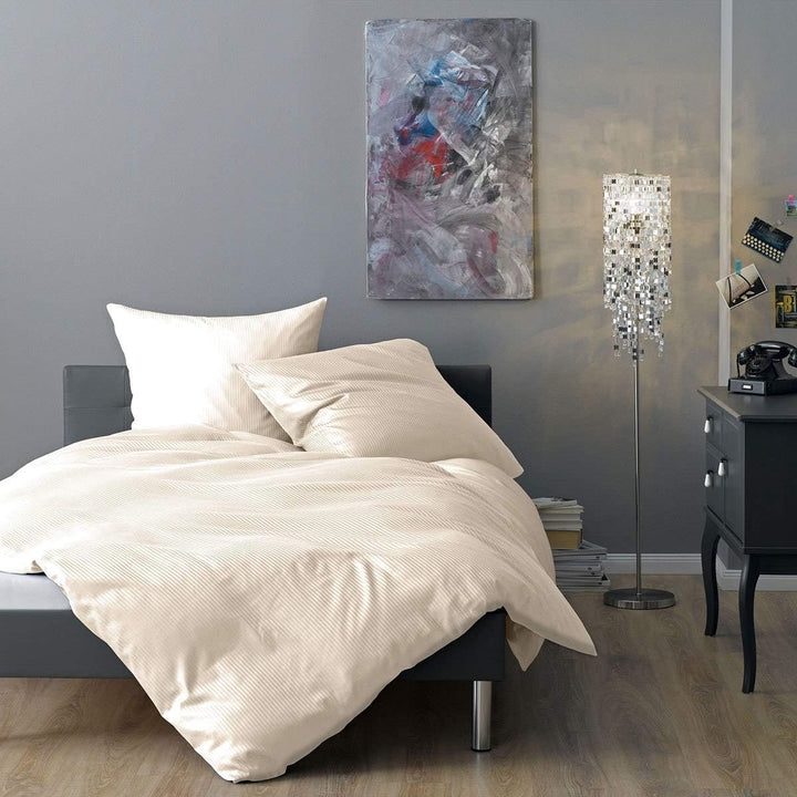Lorena Mako-Satin Bettwäsche Venedig Natur 1 Bettbezug 200 x 200 cm + 2 Kissenbezüge 80 x 80 cm, Nat