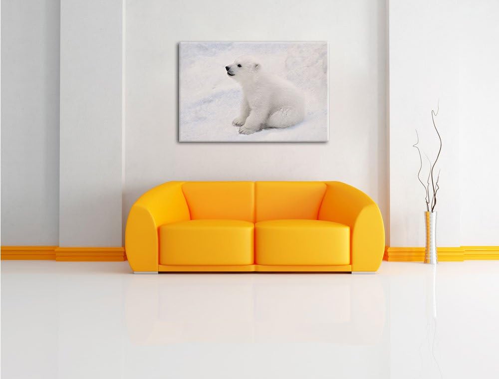 niedliches Eisbär Baby, Format: 100x70 auf Leinwand, XXL riesige Bilder fertig gerahmt mit Keilrahme