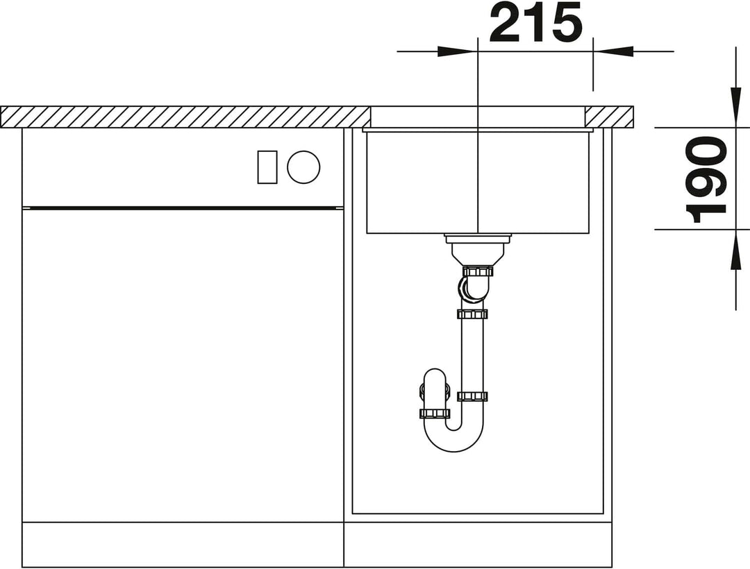 BLANCO SUBLINE 400-U | SILGRANIT schwarz | Einbauart: Unterbau | ohne Ablauffernbedienung | 50er Unt