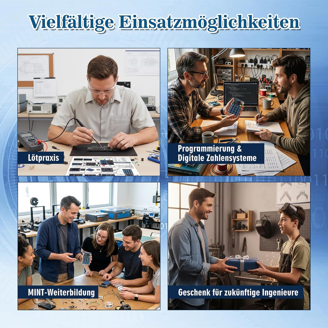 4-in-1 Zahlenbasis-Umrrechner Lötbausatz mit Digitaldisplay für Binär, Oktal, Dezimal, Hexadezimal,
