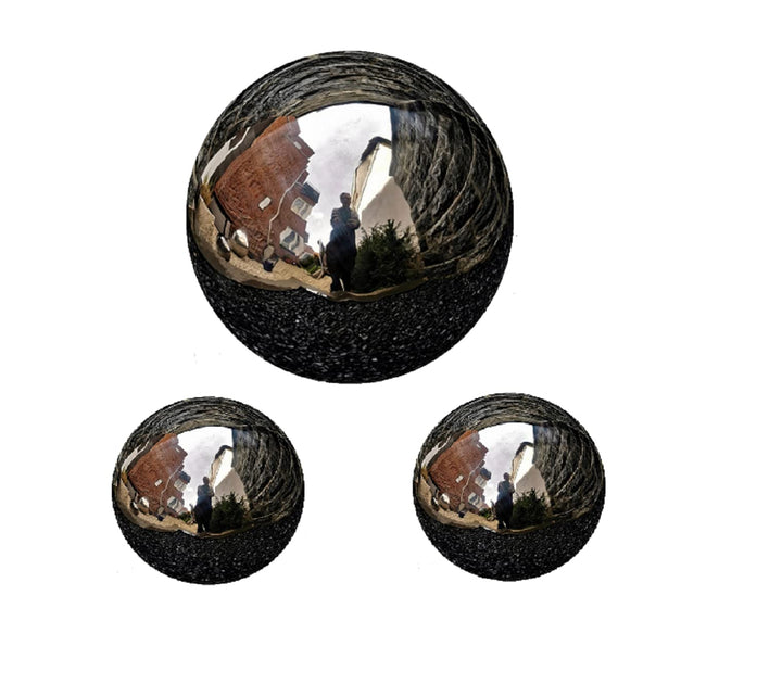 Dekokugel schwarz poliert 3er Set 15-10-10 cm aus Edelstahl Kugel Dekorationskugel Gartenkugel