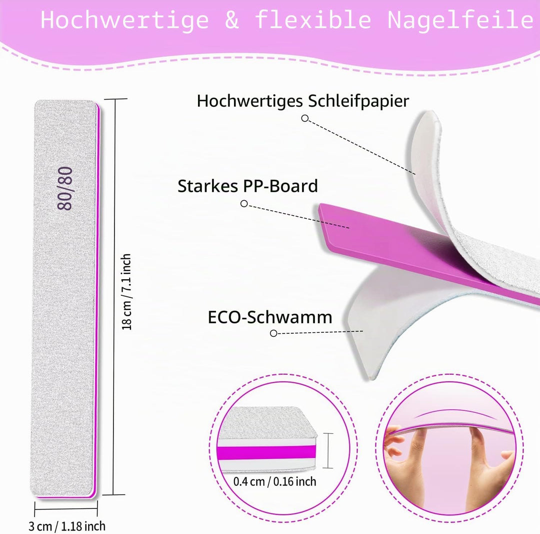 50 Stück Nagelfeile-Nagelfeilen 80/80er Körnung, Nagelfeilen für Gelnägel Acrylnägel, Nagel Feilen D
