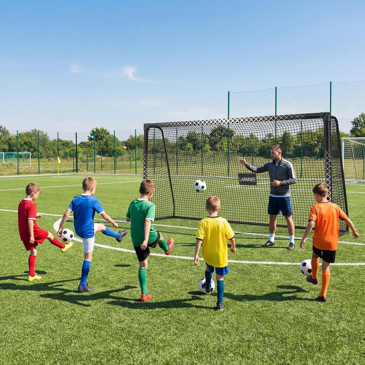 Grosses Fussballtor, PE-Knotennetz, inklusive U-Heringen, Schaumstoffbezug, für Outdoor, Garten, Spi