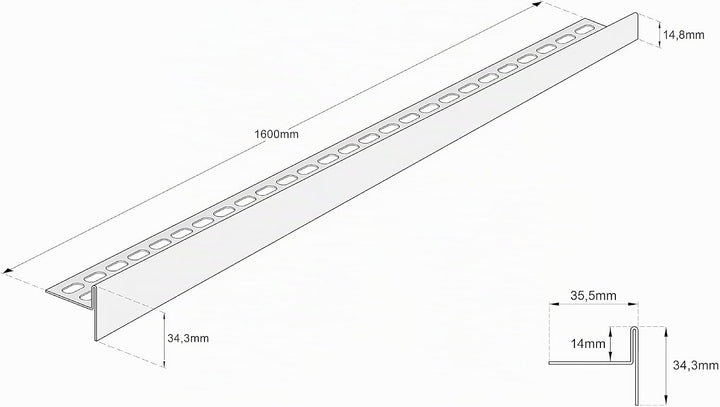 Aquabad Edelstahl Gefälleprofil Clive für begehbare Dusche 160cm, rechtsversion, Kantenhöhe 14mm 160