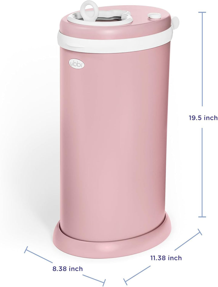 Ubbi Stainless Steel Diaper Pail, Odor Locking, No Special Bag Required, Award-Winning, Registry Mus