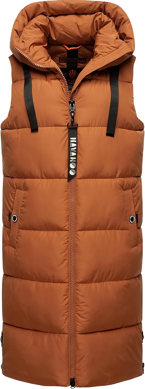 Navahoo Damen ärmellose Lange Outdoorweste warme Winterjacke Schnuffelchen XS-3XL, XS Rusty Cinnamon