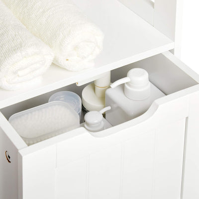 Mondeer Badezimmerschrank, Badkommode mit 2 Schubladen verstellbar modern für Badezimmer, Weiss