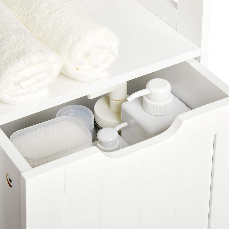 Mondeer Badezimmerschrank, Badkommode mit 2 Schubladen verstellbar modern für Badezimmer, Weiss
