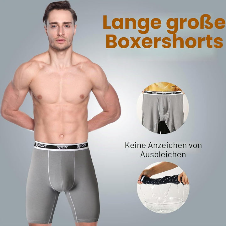 Nuofengkudu Herren Modal Unterwäsche Nahtlose Langes Bein Boxershorts Anti Chafing Unterhosen Atmung