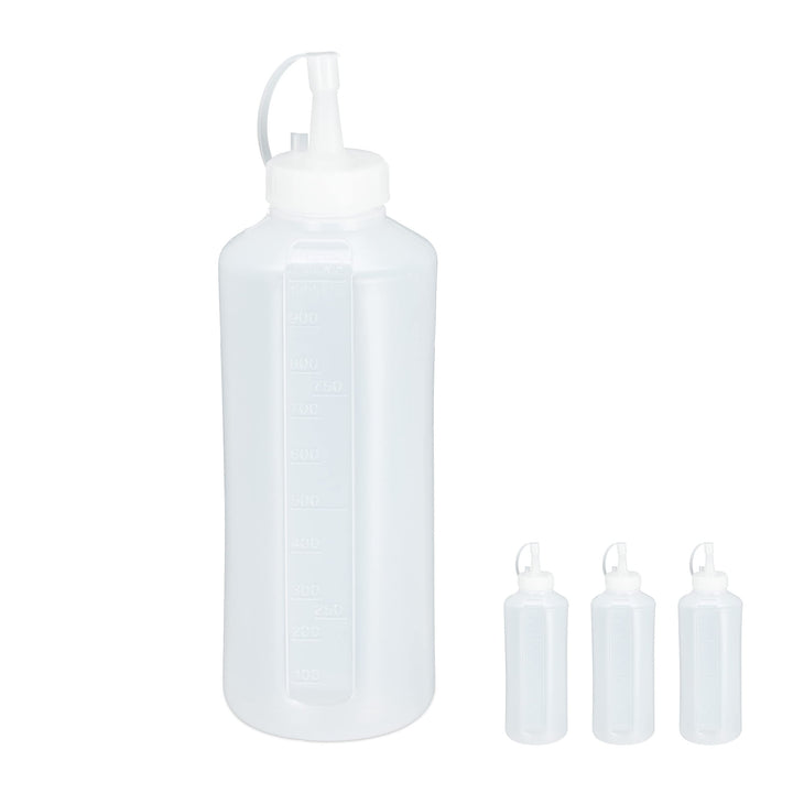 Relaxdays 8 x Quetschflasche, 1000 ml, für Saucen, Spritzflasche zum Befüllen, Squeeze Flasche, Kuns