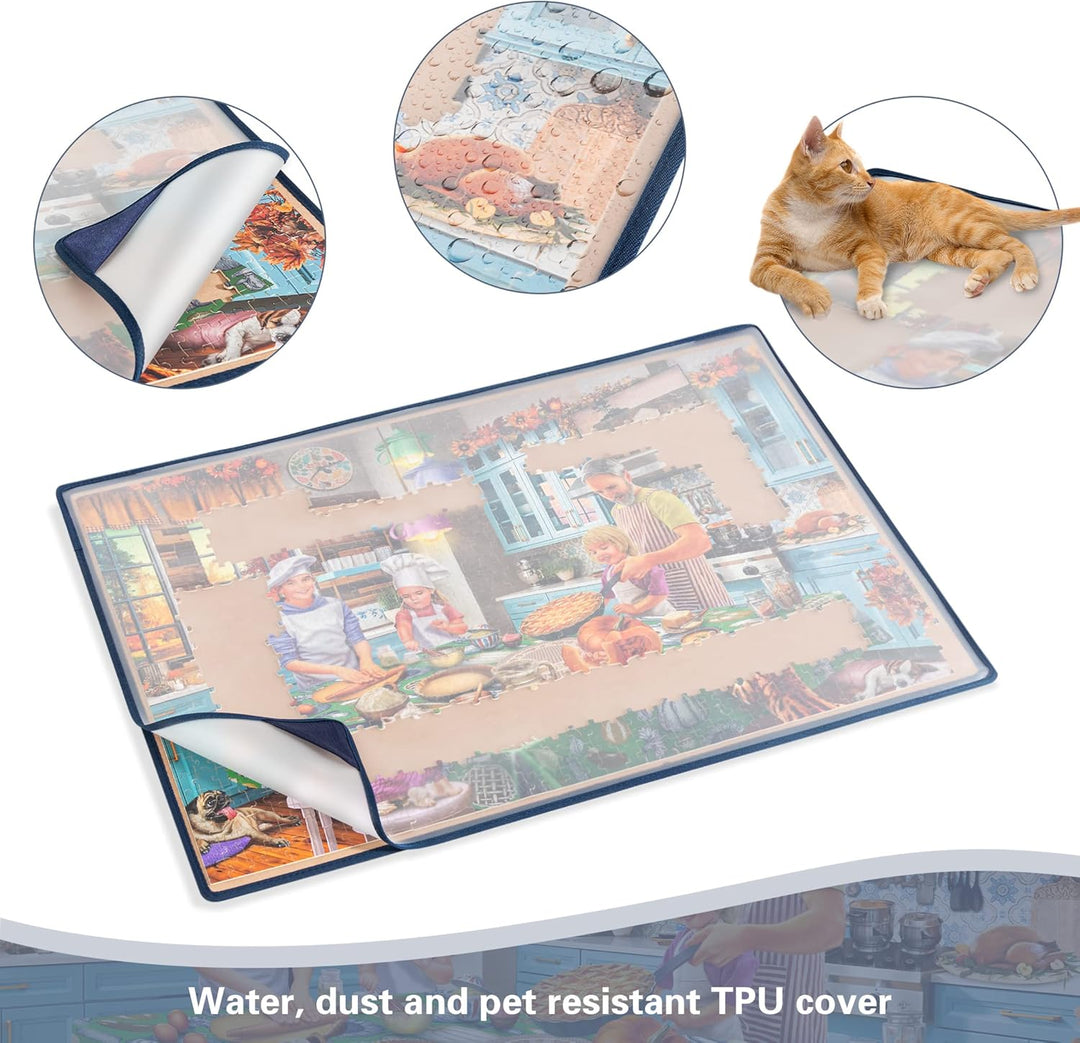 Tektalk Puzzle Board, tragbare Puzzlematte mit staubdichter Abdeckung zur Aufbewahrung von Puzzles,