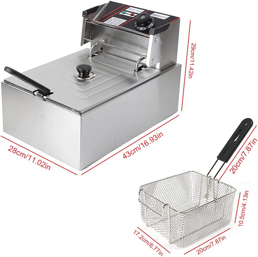 2500W Fritteuse Friteuse Edelstahl, 5.5L Elektrofritteuse Elektro Fritteuse Gastro Kaltzone Fritose