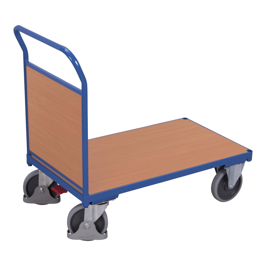Stirnwandwagen mit Holz RAL5010 Enzianblau Stirnwagen Plattformwagen