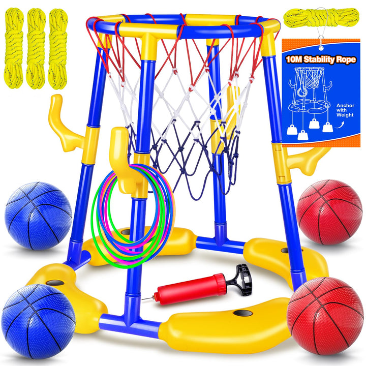 Pool Basketballkorb Set_Schwimmender Basketballkorb Blue-Yellow, Blue-Yellow