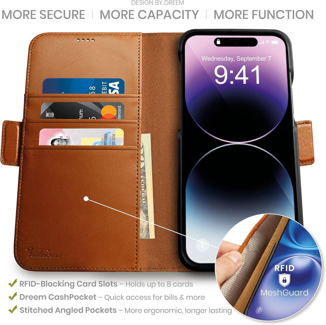 Dreem Fibonacci iPhone 14 Plus Brieftaschen-Etui / 2-in-1 stossfestes Etui und abnehmbares Folio aus