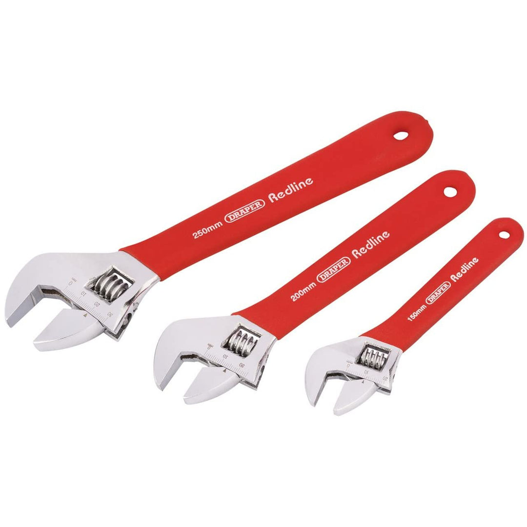 Draper Redline 67634 weicher, verstellbarer Schraubenschlüssel-Set (3-teilig) mit weichem Griff, mit