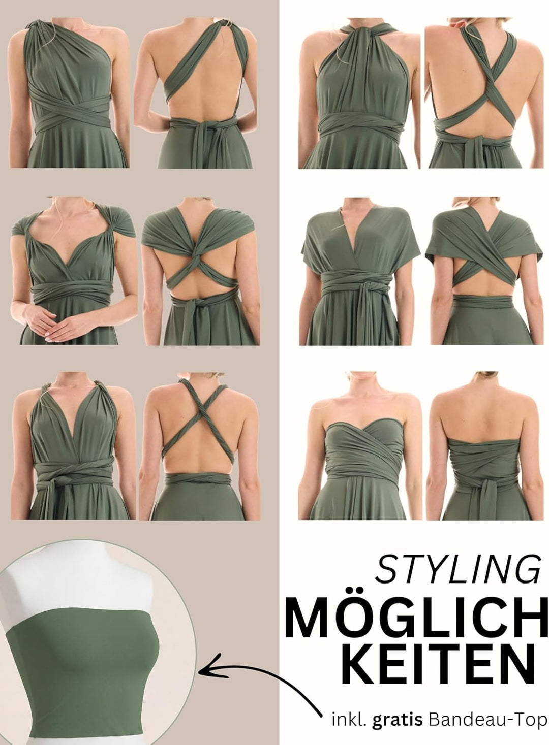 Juvell Brautjungfernkleider lang - Maxi-Kleid - Infinity-Abendkleid - Multiway-Wickelkleid - Abendkl