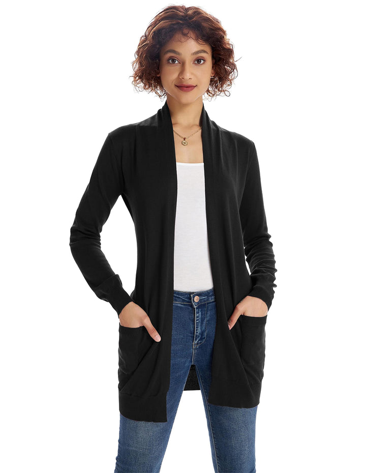 GRACE KARIN Damen Langarm Offene Strickjacke Lang Strickmantel Cardigan | Langarm, lang, Offene, mit