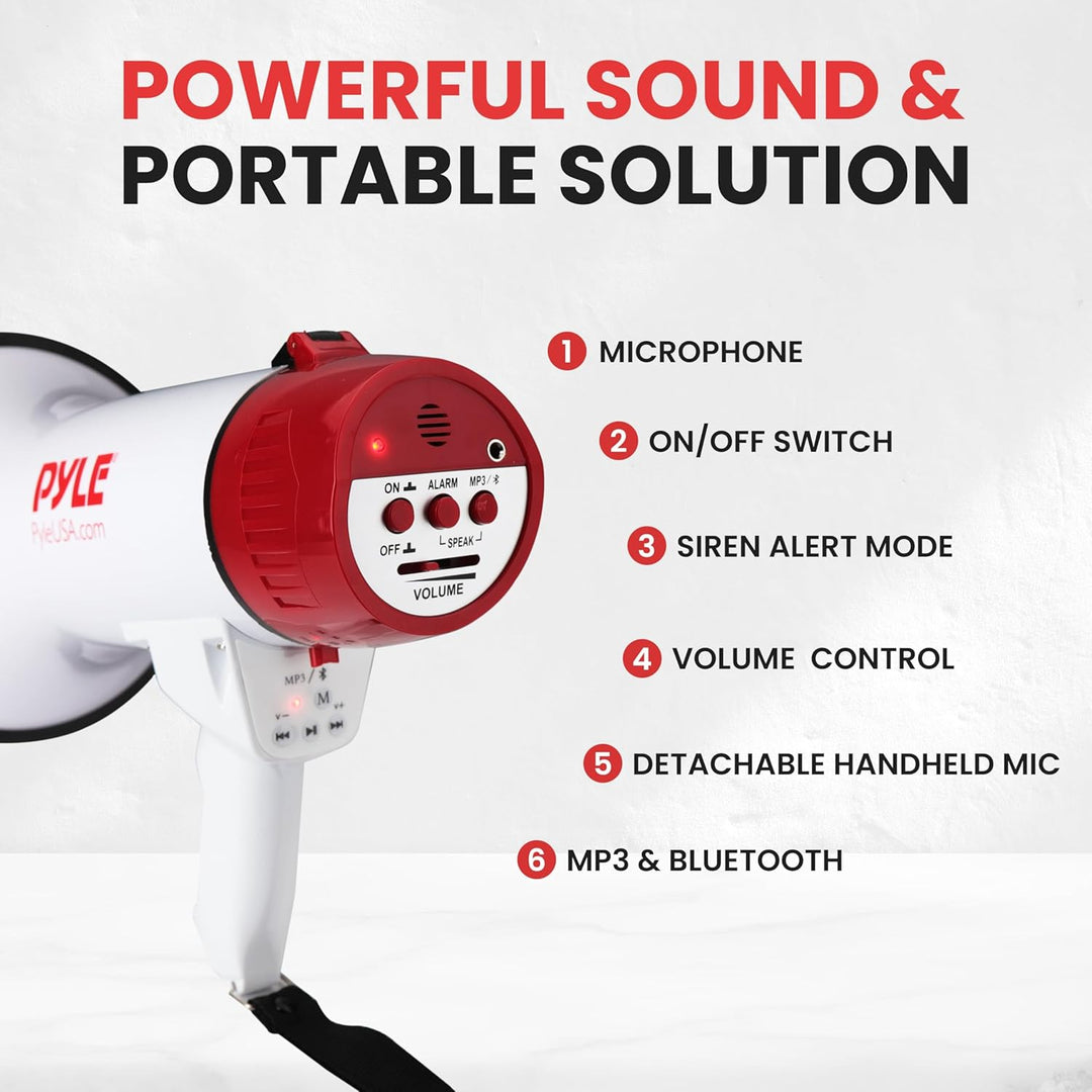 PYLE AUDIO INC Bluetooth Megaphone - PA Megaphone Speaker with Wired Microphone, Siren Alarm Mode, M