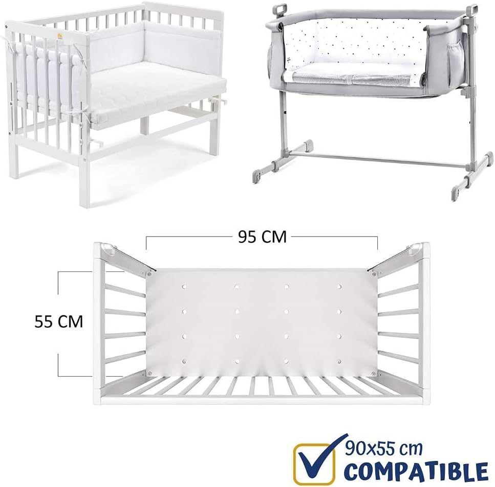 FlyIdeas Spannbettlaken für Beistellbett 90x55 cm, 2 STK - 2 Spannbettlaken für alle Babybettchen Ma