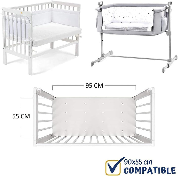 FlyIdeas Spannbettlaken für Beistellbett 90x55 cm, 2 STK - 2 Spannbettlaken für alle Babybettchen Ma