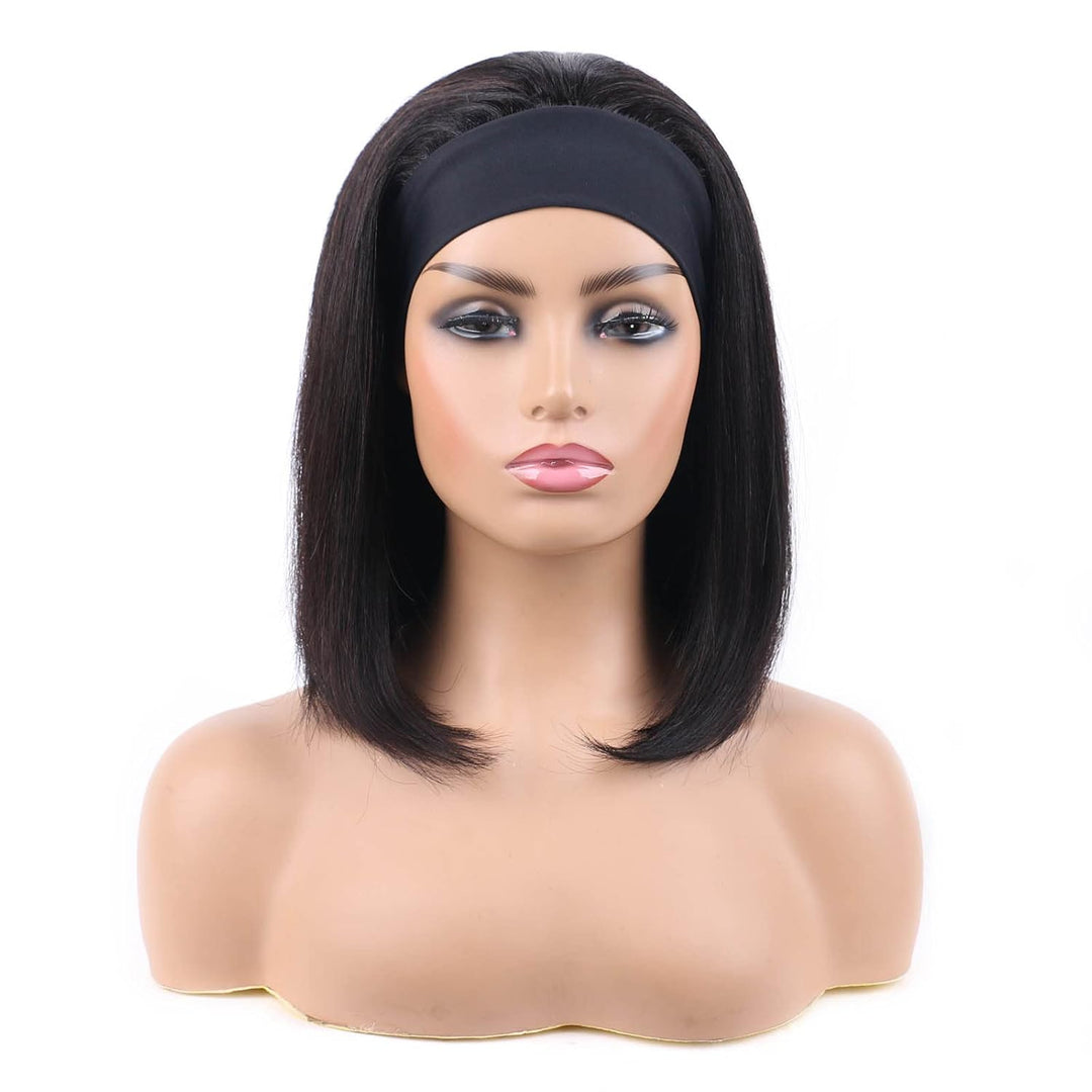 Huarisi 9a Headband Wigs Bob Human Hair 12 Inch Straight Bob Brazilian Wig Short Remy Hair Wigs Blun