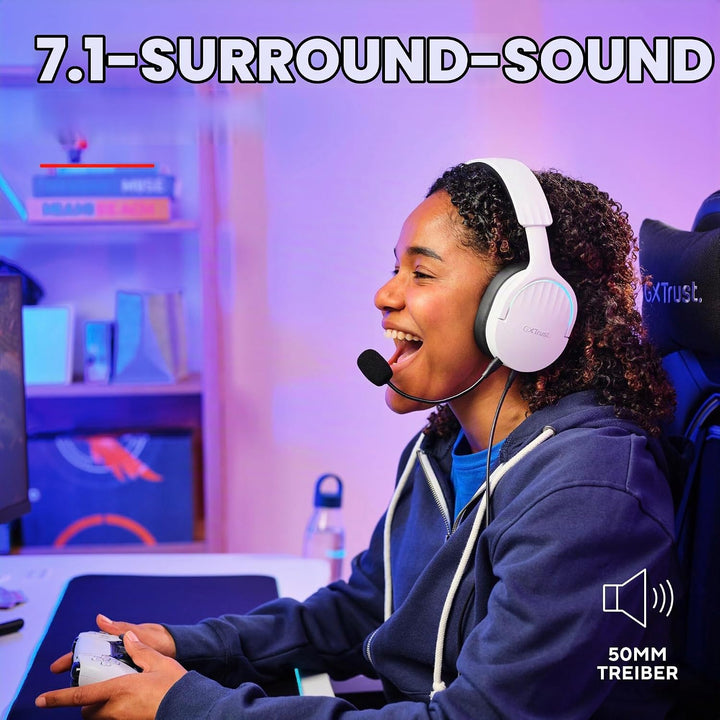 Trust Gaming GXT 490W Fayzo Gaming Headset USB 7.1 Surround Sound, 50mm Treiber, 35% Recyclingkunsts