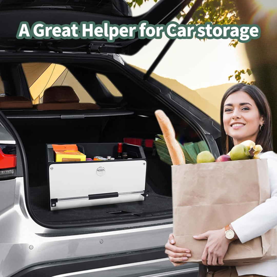 Auto Kofferraum Organizer, Verschleissfeste Leder Auto Kofferraumtasche mit Deckel und Stabilem Grif