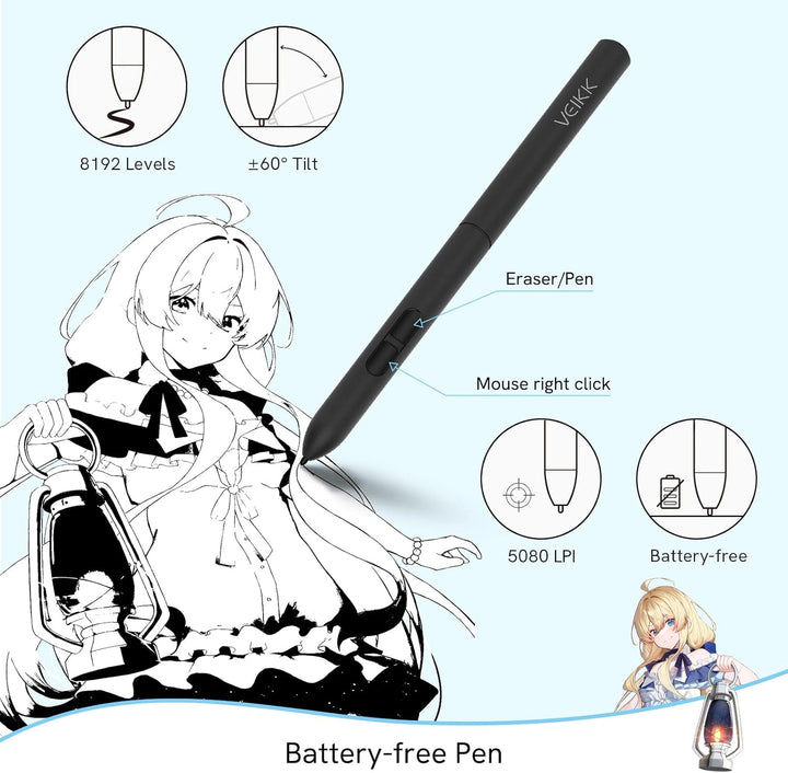 VEIKK A30 Grafiktablett mit Smart Touchpad und 4 Tastenkombinationen, 10x6 Zoll mit batterielosem St