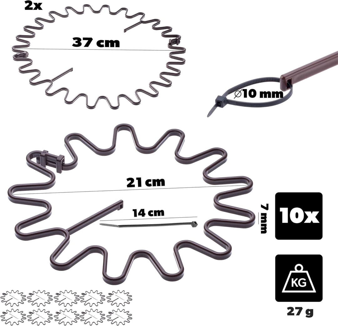KADAX Staudenhalter Ø 21 cm im 10er Set, Pflanzenhalter Rund mit Kabelbinder, Hortensienhalter aus K