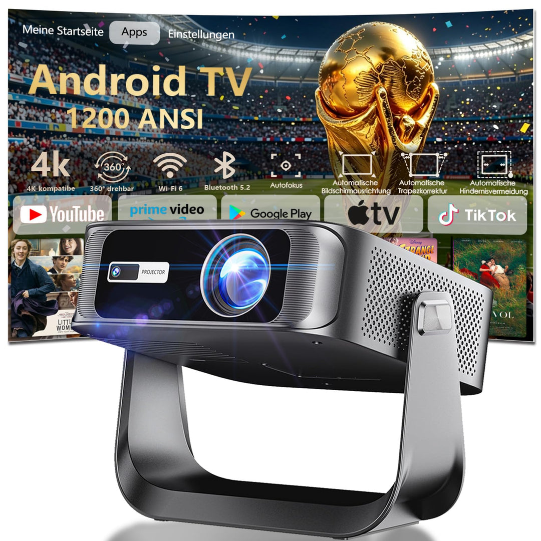 2026 Neuer Mini Beamer 4K Smart Beamer 【Offizielle Apps】 Native 1080p 1200 Lumen Auto Keystone Autof