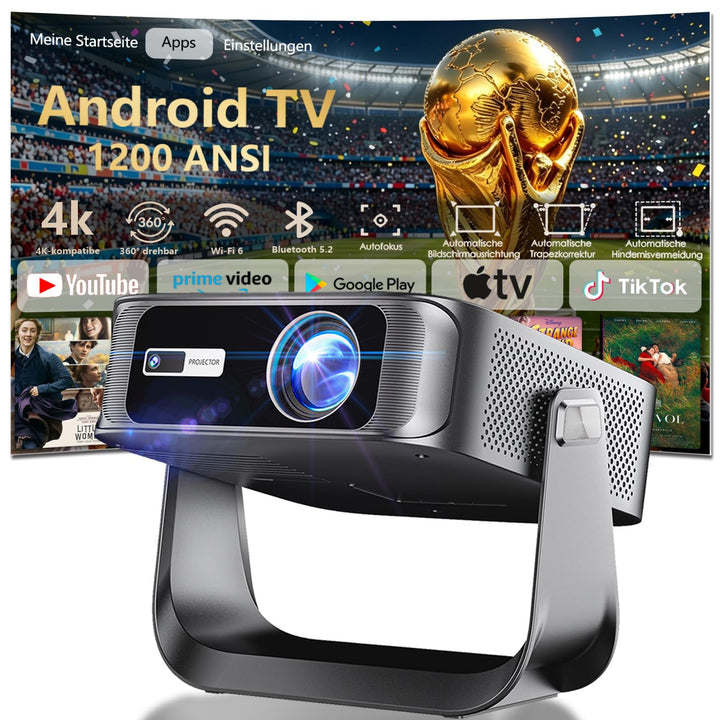 2026 Neuer Mini Beamer 4K Smart Beamer 【Offizielle Apps】 Native 1080p 1200 Lumen Auto Keystone Autof