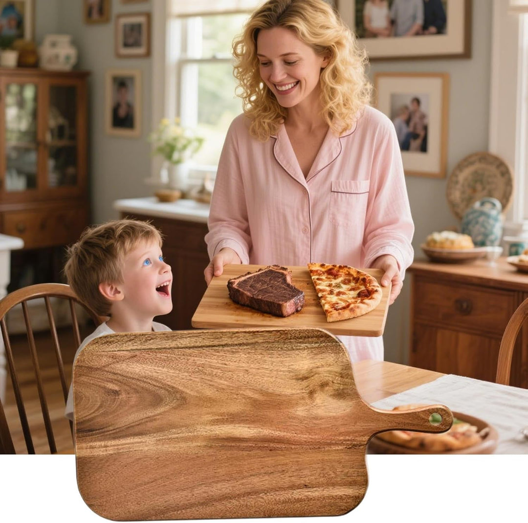 Schneidebrett Holz,Holz Servierbrett Mit Griff - Doppelseitige Präsentierplatte Für Küche Käse Campi