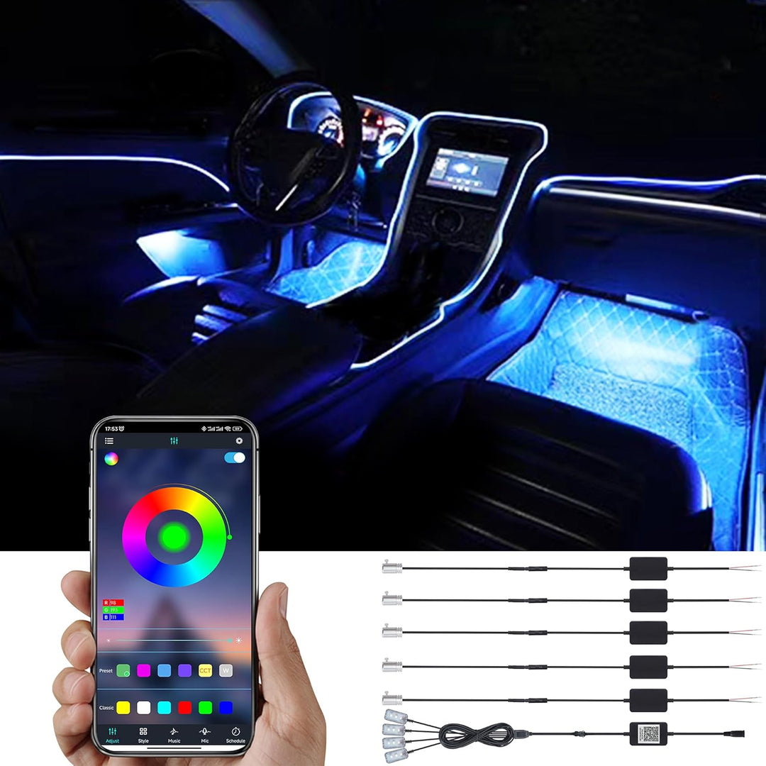TABEN Auto Innenraum Umgebungslicht 64 Farben APP Control Auto Dekoration Atmosphäre Licht Kit Wasse