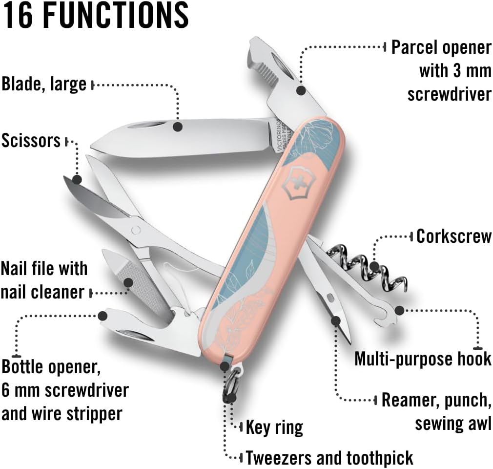 Victorinox Taschenmesser Companion, 16 Funktionen, Swiss Made, Multitool für Frauen, Inkl. Geschenkb