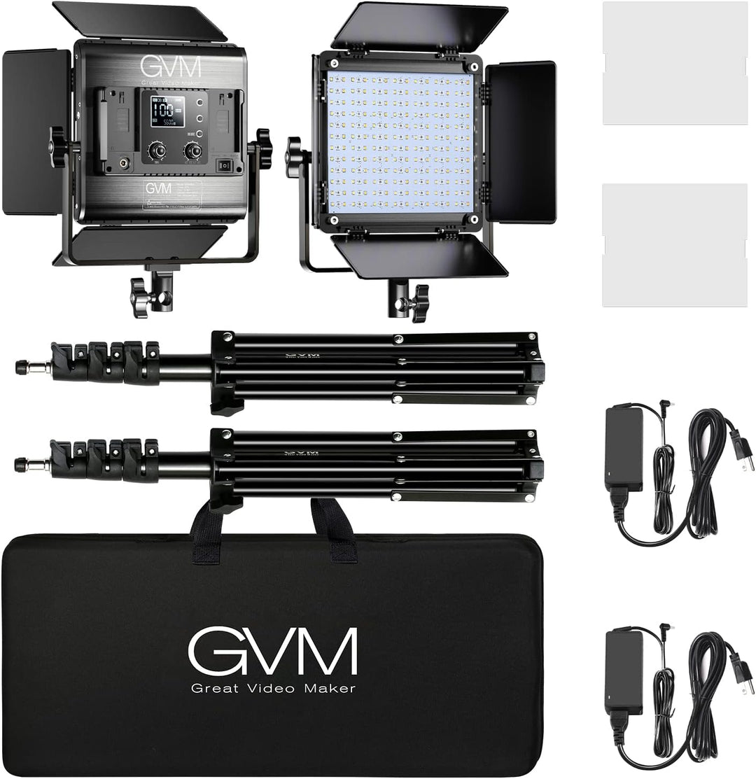 GVM LED Videoleuchte mit Stativ, APP Steuerung 800D RGB Videolicht led, dimmbares 3200-5600K LED Stu