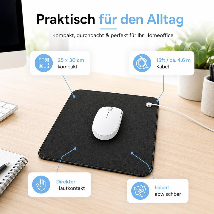 Erdungsmatte für Besseren Schlaf Leitfähige Erdungsmatte Mit 15ft Erdungskabel Universal Pad 25x30cm