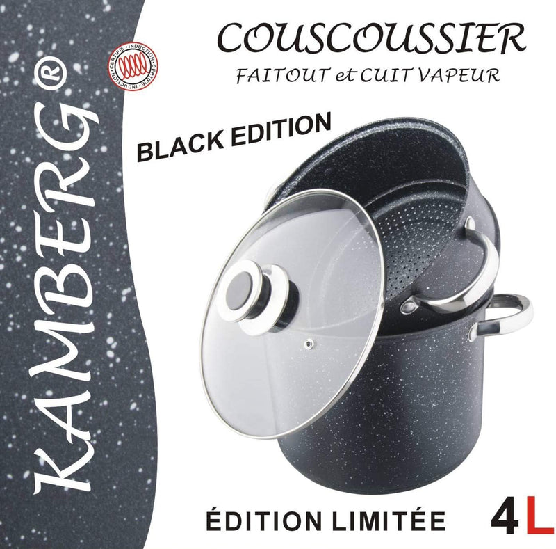 Kamberg – 0008120 – Couscoustopf/Dampfgarer/Kochtopf  (3‑in‑1) – Durchmesser 20 cm – 4 Liter – Hochw