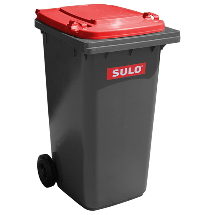 SULO Mülltonne Müllbehälter 2 Rad MGB ***80 Liter grau mit rotem Deckel***