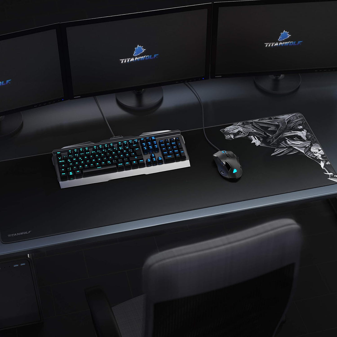 TITANWOLF - Übergrösse Mauspad Gaming Titanwolf 1200x400mm - XXXL Mousepad gross mit Motiv - Tischun