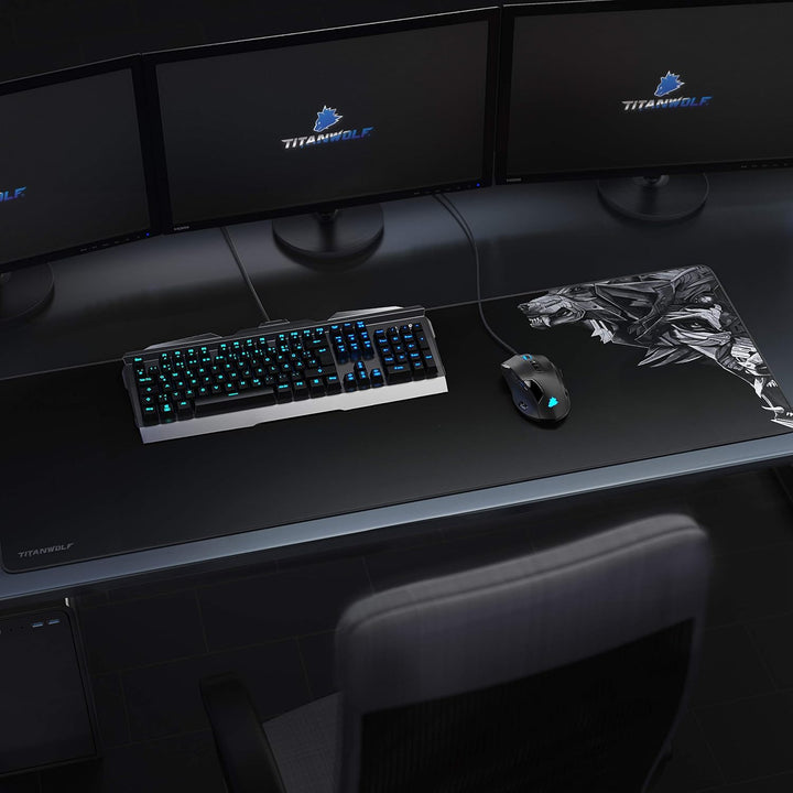 TITANWOLF - Übergrösse Mauspad Gaming Titanwolf 1200x400mm - XXXL Mousepad gross mit Motiv - Tischun