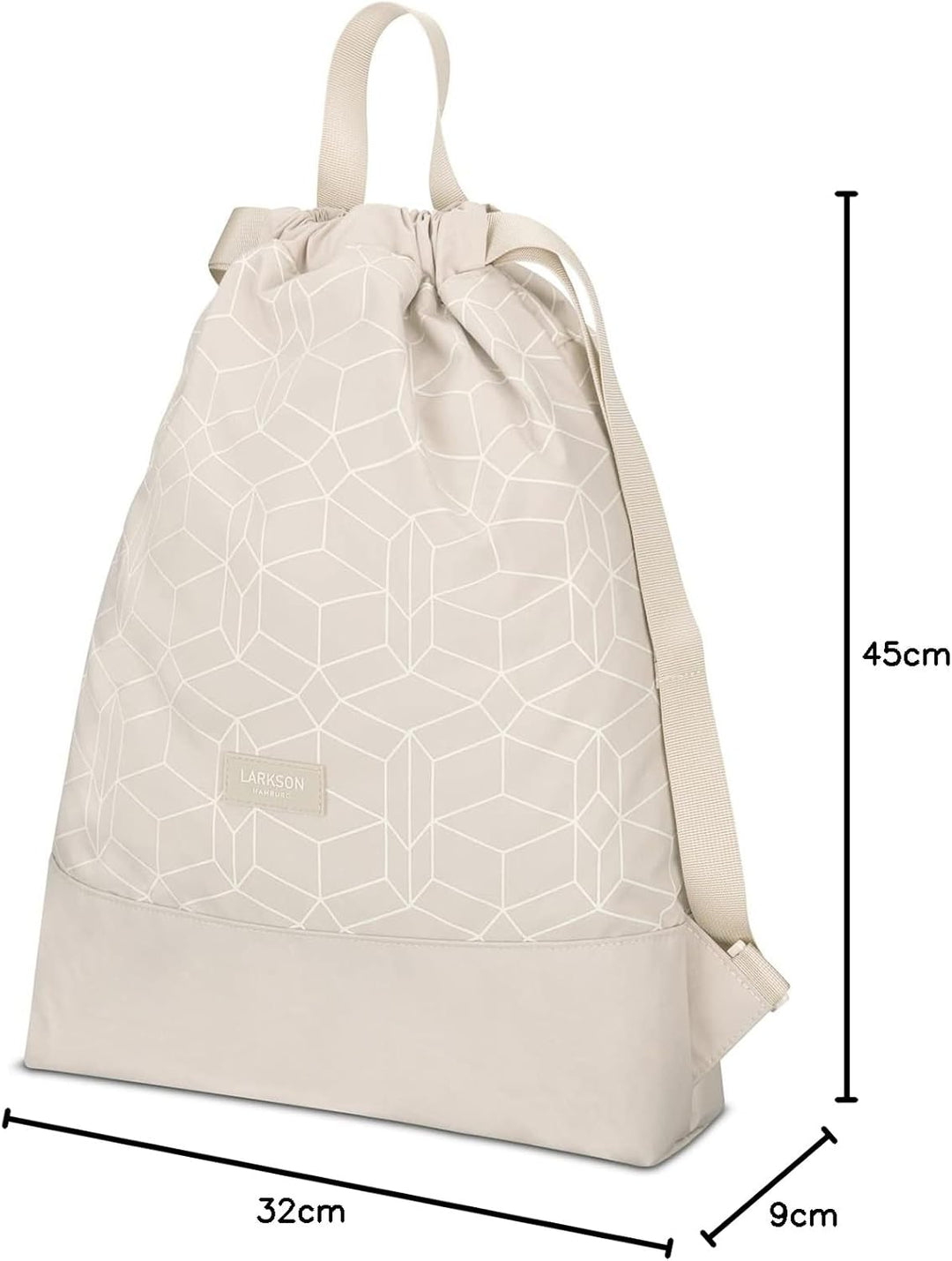 LARKSON Turnbeutel Damen &amp; Herren Beige Gemustert - No 7 - Rucksack Damen für Sport und Festival - B