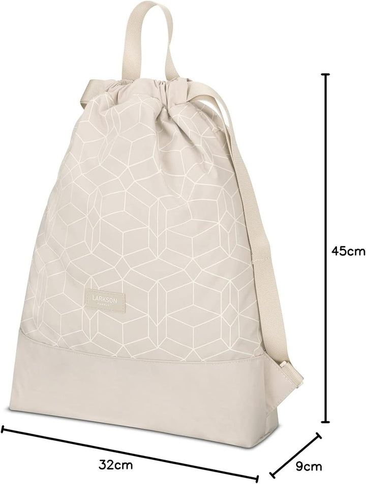 LARKSON Turnbeutel Damen &amp; Herren Beige Gemustert - No 7 - Rucksack Damen für Sport und Festival - B