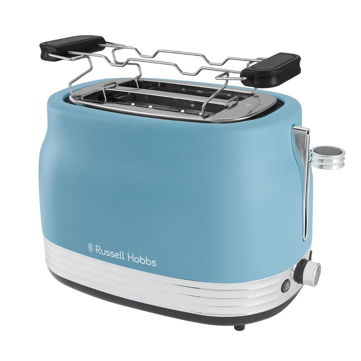 Russell Hobbs Toaster [für 2 Scheiben] Hanley Retro Blau (6 Bräunungsstufen, extra breite Toastschli